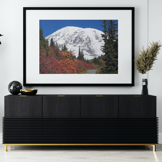 Mount Rainier Wandelpad Herfst Kleur Foto Afdruk
