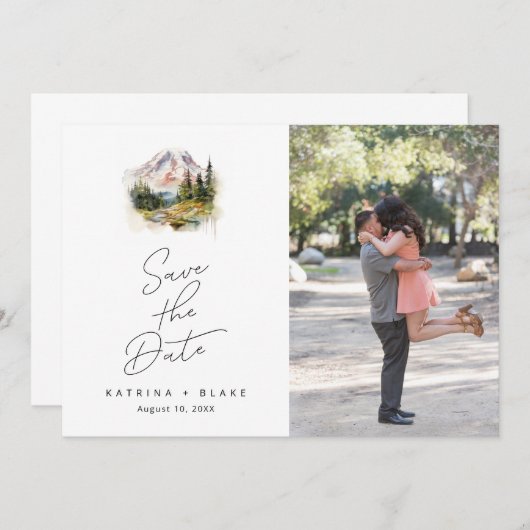 Mount Rainier Washington De datum opslaan Save The Date (Voorkant / Achterkant)