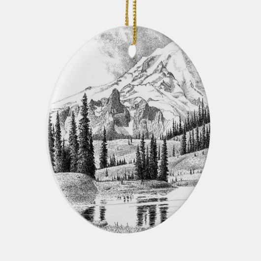 Mount Rainier, Washington Keramisch Ornament (Rechts)