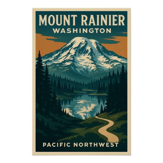 Mount Rainier, Washington reis Perfect Poster (Voorkant)
