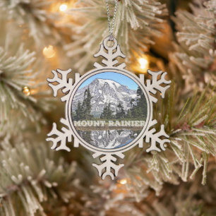 Mount Rainier Washington State Holiday Kerstmis Tin Sneeuwvlok Ornament