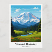 Mount Rainier Washington Travel Illustratie Briefkaart (Voorkant)