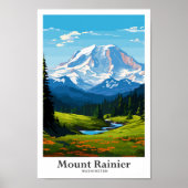 Mount Rainier Washington Travel Illustratie Poster (Voorkant)