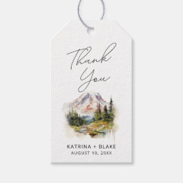 Mount Rainier Washington Waterverf bruiloft Cadeaulabel