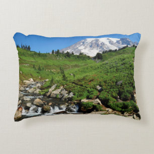 Mount Rainier, waterval, besneeuwd Decoratief Kussen