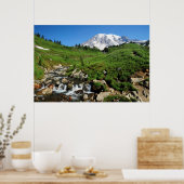 Mount Rainier, waterval, besneeuwd Poster (Keuken)