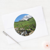 Mount Rainier, waterval, besneeuwd Ronde Sticker (Envelop)