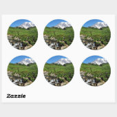 Mount Rainier, waterval, besneeuwd Ronde Sticker (Vel)