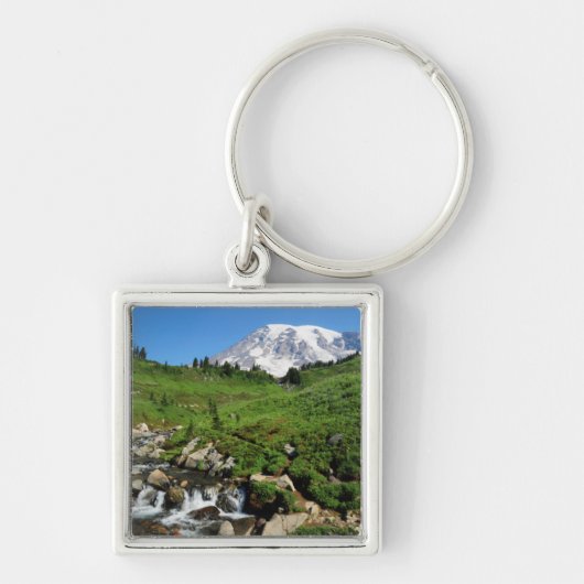 Mount Rainier, waterval, besneeuwd Sleutelhanger (Voorkant)