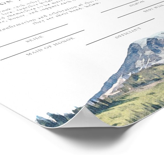MOUNT RAINIER Waterverf huwelijkscertificaat Poster (Hoek)