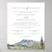 MOUNT RAINIER Waterverf huwelijkscertificaat Poster (Voorkant)