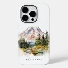 Mount Rainier Waterverf landschap Case-Mate iPhone 14 Pro Hoesje