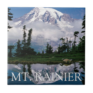 Mount Rainier   Weergave in een bergvijver Tegeltje
