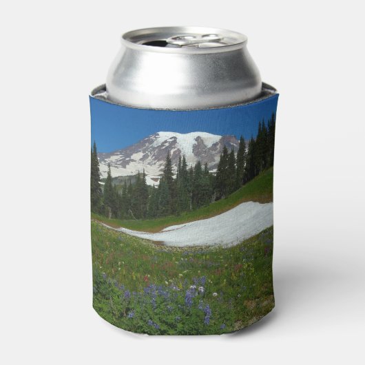 Mount Rainier, Wilde Bloemen en Sneeuw Blikjeskoeler (Blikje Voorkant)