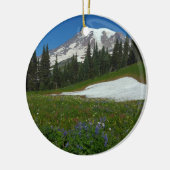 Mount Rainier, Wilde Bloemen en Sneeuw Keramisch Ornament (Links)