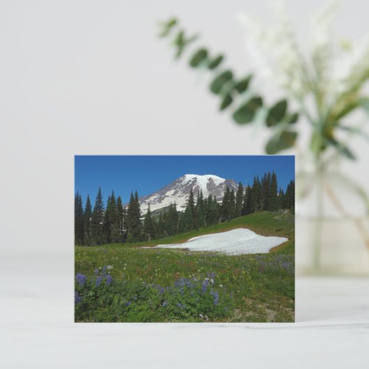 Mount Rainier, Wildflower en Snow Briefkaart (Staand voorkant)