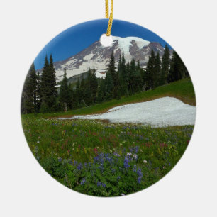 Mount Rainier, Wildflower en Snow Keramisch Ornament