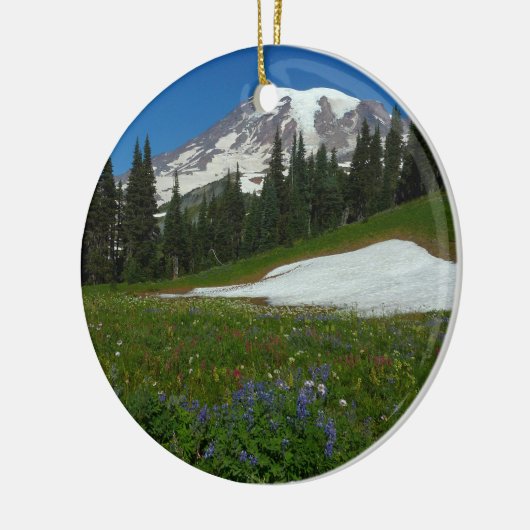 Mount Rainier, Wildflower en Snow Keramisch Ornament (Links)