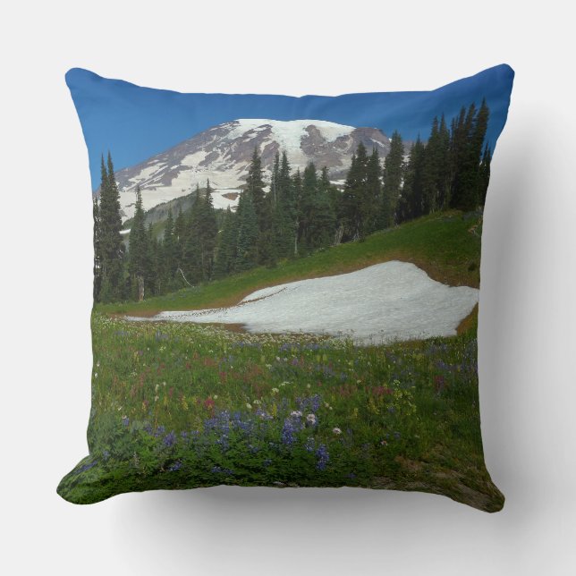 Mount Rainier, Wildflower en Snow Kussen (Voorkant)