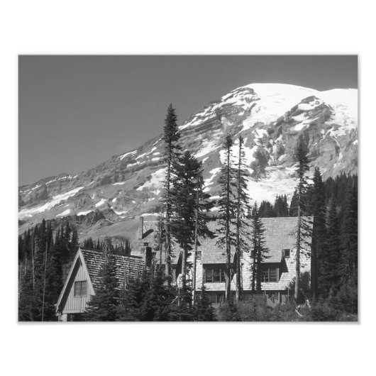 Mount Rainier Zwart-wit Foto Afdruk (Voorkant)