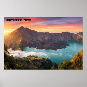 Mount Rinjani Vulkaankrater Zonsopgang Muurkunst Poster