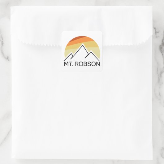 Mount Robson Retro Vierkante Sticker (Tas)