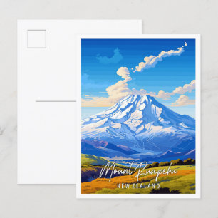 Mount Ruapehu Nieuw-Zeeland vintage reizen Briefkaart