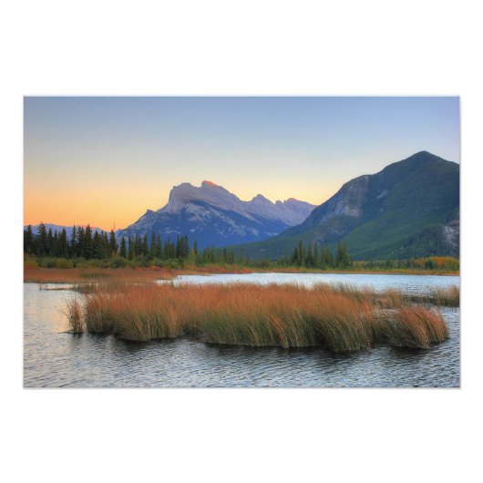 Mount Rundle en Vermilion Lake Sunset Foto Afdruk (Voorkant)