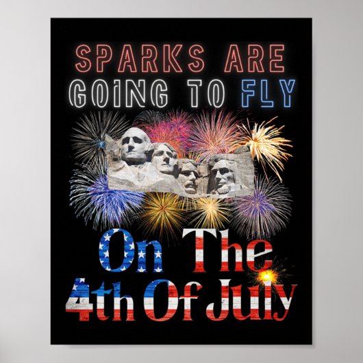 Mount Rushmore 4 juli Vonken Spatten Rond Poster (Voorkant)