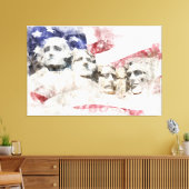 Mount Rushmore Aquarel met Amerikaanse Vlag Canvas Afdruk (Insitu (Woonkamer))