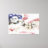 Mount Rushmore Aquarel met Amerikaanse Vlag Canvas Afdruk (Voorkant)
