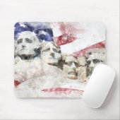 Mount Rushmore Aquarel met Amerikaanse Vlag Muismat (Met muis)