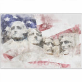 Mount Rushmore Aquarel met Amerikaanse Vlag Sticker (Voorkant)