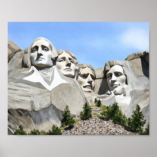Mount Rushmore Aquarel Poster (Voorkant)