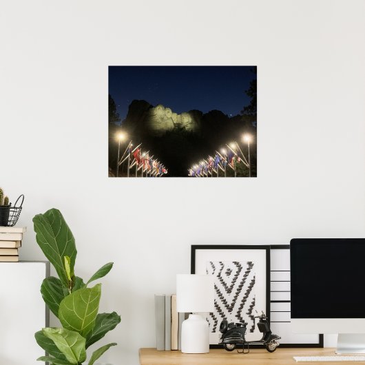 Mount Rushmore bij nacht Poster (Thuiskantoor)