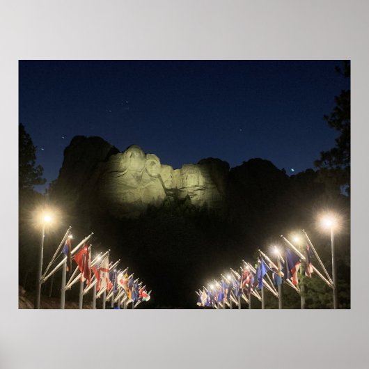 Mount Rushmore bij nacht Poster (Voorkant)