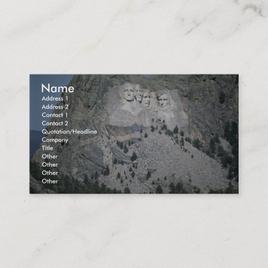 Mount Rushmore, Black Hills, South Dakota, Verenig Visitekaartje (Voorkant)