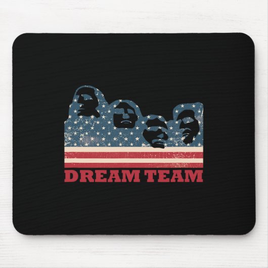 Mount Rushmore Dream Team Patriottische Vlag Ameri Muismat (Voorkant)