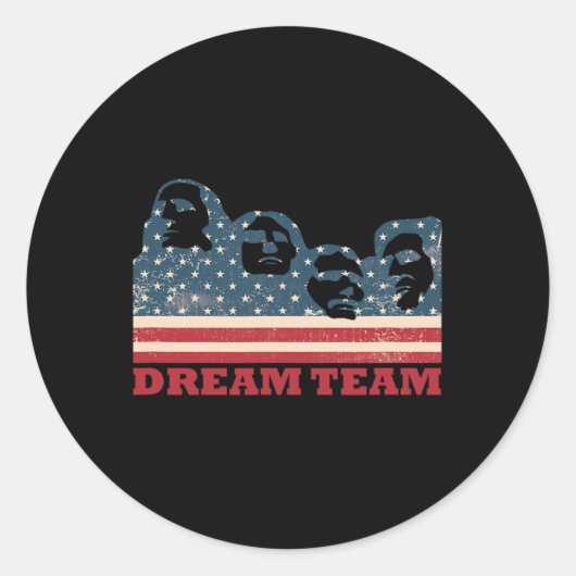 Mount Rushmore droomteam patriottische Amerikaanse Ronde Sticker (Voorkant)