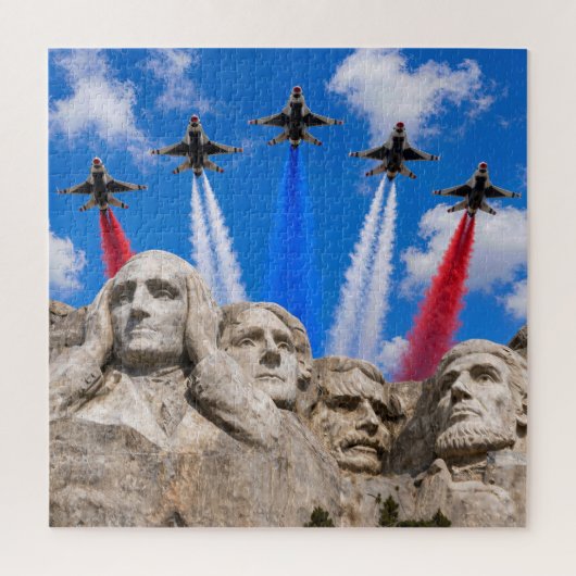 Mount Rushmore gevechtsvliegtuig overvlieg Legpuzzel (Verticaal)