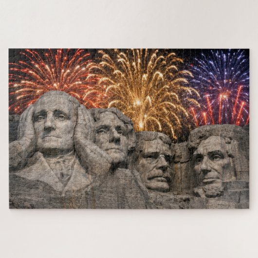 Mount Rushmore-humor met vuurwerk Legpuzzel (Horizontaal)