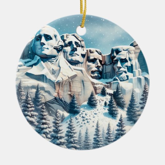 Mount Rushmore Nationaal Park Sneeuwfeest Keramisch Ornament (Voorkant)