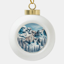 Mount Rushmore Nationaal Park Sneeuwfeest Keramische Bal Ornament