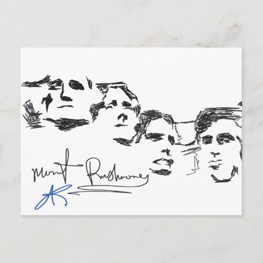 Mount Rushmore National Memorial Lijntekening Briefkaart (Voorkant)