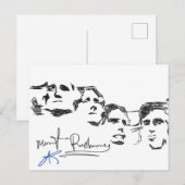 Mount Rushmore National Memorial Line Drawing Briefkaart (Voorkant / Achterkant)