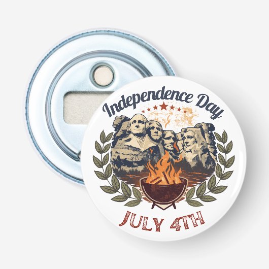 Mount Rushmore Onafhankelijkheidsdag Button Flesopener (Voorkant)