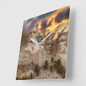 Mount Rushmore op Dusk Vierkante Klok (Hoek)