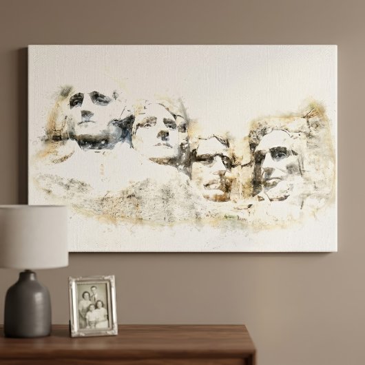 Mount Rushmore Presidentieel Aquarel Kunst Canvas Afdruk