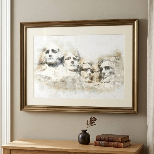 Mount Rushmore Presidentieel Aquarel Kunst Foto Afdruk
