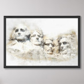 Mount Rushmore Presidentieel Aquarel Kunst Foto Afdruk